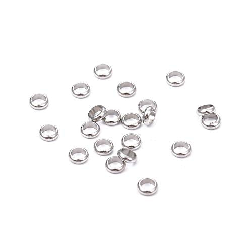 BEADIA Stainless Steel Spacer Beads 2.5x1mm Rondelle Loose Charm Caps Beads for DIY Jewelry Making 100pcs with 1.5mm Hole - color: 2.5x1mm 1.5mm