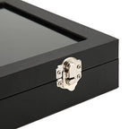 Pin Display Case Premium Transparent Glass Lid Jewelry Storage Box With Lock Buckle For Brooch Badge Medal Collection Black 28x20x5cm