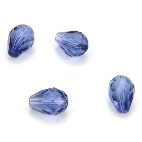 24pcs Adabele Austrian 8mm Faceted Teardrop Loose Crystal Beads Dark Indigo Blue Compatible with 5500 Swarovski Crystals Preciosa SST-820 - color: Dark Indigo/Blue, size: 8mm x 6mm - 24pcs