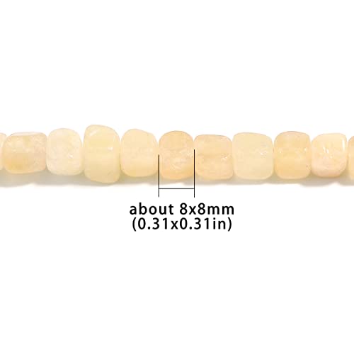 OAIITE 8MM Natural Citrine Gemstone Loose Square Cube Beads Stone Healing Power for Jewelry Making DIY Bracelet Necklace - color: Citrine