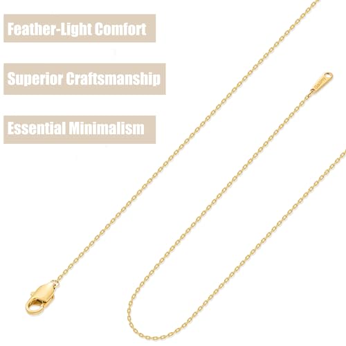 Gacimy Chain Necklace for Women, 14K Gold Plated/Silver Tone Cable Chain for Women, 1.1/1.3mm Thin Dainty Necklace Chains 16-24 Inch - size: 24 Inches, style: 1.3mm Gold