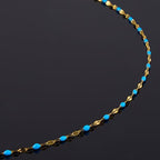 UMAOKANG 16.4 Feet Gold Plated Stainless Steel Chain for Jewelry Making Blue Enamel Chains with Jump Rings Lobster Clasps - color: Gold-Blue Enamel