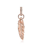 S925 Charms for Bracelets and Necklaces, Gifts for Mothers Nurses Day Graduation, for Girlfriend Family Friend, Bead Pendant, for Pandora, Silver 14K Gold Plated Enamel CZ, DIY Jewelry Making - style: s Rose Gold Feather Charms