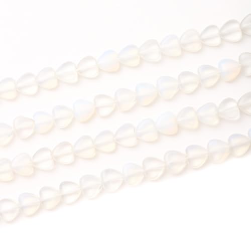 10mm Natural Opal Stone Beads Heart Shape DIY Loose Gemstone Energy Healing Crystal Charms for Jewelry Making Handmade - color: Opal