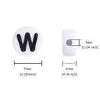 100Pcs Letter Beads 4x7mm White Round Acrylic Alphabet Beads Letter W Beads for Jewelry Making DIY Bracelets Necklaces Key Chains - color: W 100Pcs