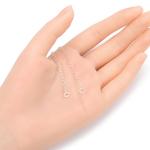 1pc Adabele Authentic 925 Sterling Silver 4 inch Chain Extender with Clasp Removable Adjustable Cable Chain Extension for Necklace Anklet Bracelet Jewelry Making SS274-4 - color: Silver, size: 4 inch - 1pc