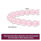 Crystal Vibe 8mm Beaded Bracelets For Women Men - Healing Crystal Bracelet - Adjustable Size - color: Quartz