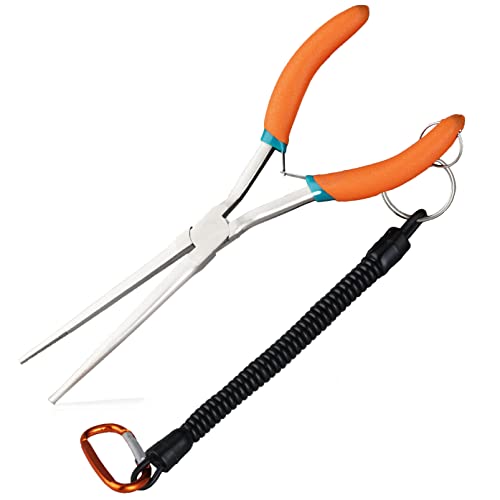 Extra Long Needle Nose Pliers For Jewelry Making 7 Inches Straight Needle Nose Plier With Serrated Jaw Fishing Hook Remover Tool With Lanyard Long Nose Pliers For Hard-To-Reach Narrow Spaces - style: Extra Long Nose