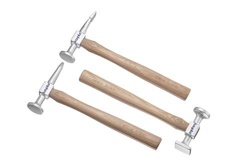 3PCS Aluminum Auto Body Dent Repair Set - Metal Work Dolly Tool Kit With Chisel, Shrinking, and Utility Pick Hammers