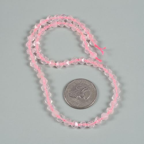 Rose Quartz 6mm Gemstone Triangle Faceted Round Loose Beads Strand 15.5" DIY Jewelry Making - color: Rose Quartz