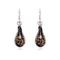 Glass Water Drop Shape Glaze Spiral Dangle Earrings Lampwork Handmade Glass Bead Geometric Earrings for Women Jewelry - color: Shiny Black