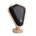 TANG SONG 8.27" Natural Wooden Base Leather Soft Mat Necklace Display Stand Jewelry Organizer Holder (Natural-Black) - color: Natural -Black