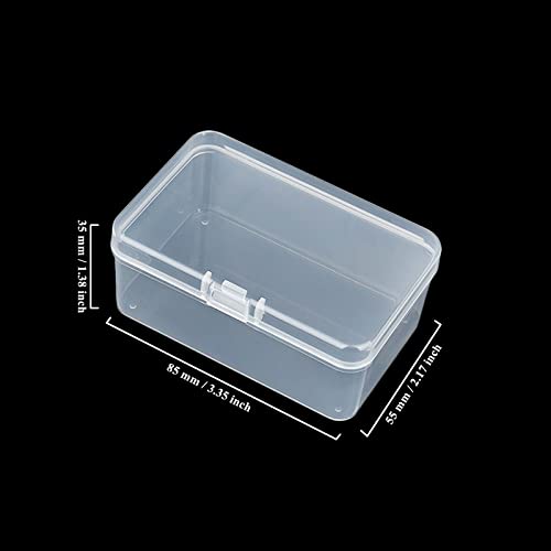 20 Pack Rectangular Clear Plastic Storage Containers Box with Hinged Lid for Beads and Other Small Craft Items (3.35 x 2.17 x 1.38 inch) - size: 3.35 x 2.17 x 1.38 inch