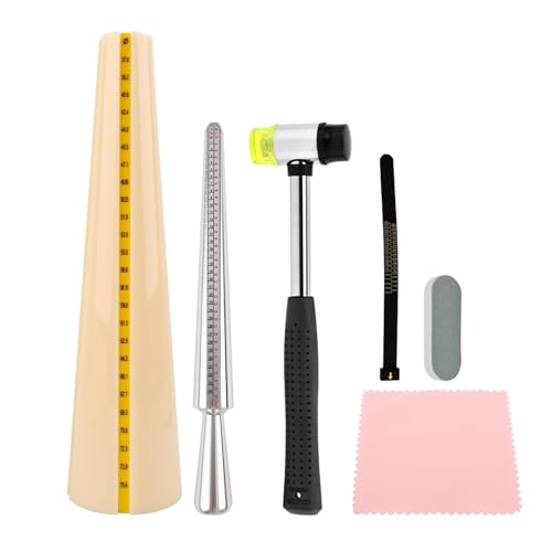 Bracelet Mandrel Sizer Set - Iron Hammer + Stainless Steel Graduated Round Mandrel, Ideal for Bracelet/Jewelry Making (DIY & Jewelry Makers)