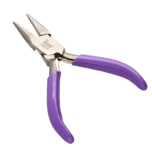 The Beadsmith Mini Series Chain Nose Plier – Create Loops and Bends in Wire and Metal – 3-Inches, Purple Comfort Grip Handle, Single Leaf Spring, Polished Steel Head – Tools for Jewelry Making - style: Chain Nose
