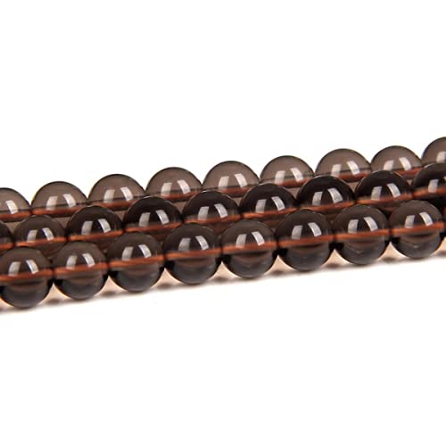 Natural Stone 6mm Smoky Quartz Smooth Round Loose Beads Energy Gemstone DIY for Jewelry Making Bracelet Necklace 1 Strand 15" - color: Smoky Quartz, size: 6mm