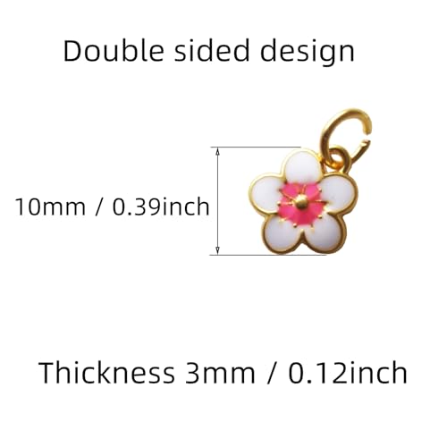 Xeahung 20 Pcs Double Sided Flower Charms Bulk for Jewelry Making Gold Flower Pendant for Bracelet Necklace Earrings Keychain DIY Crafts Crafting Christmas Birthday Gifts - color: White