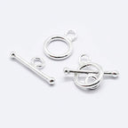 Craftdady 5 Sets Sterling Silver Round Toggle Clasps T Bar Closure Rind End Clasps for Jewelry Making - color: Sterling Silver, 12.5x9mm