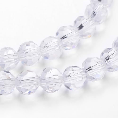 Perlin Czech Bohemian Crystal Glass Beads Faceted Round 4mm 90 Pieces Loose Spacer 1 Strand Beads for DIY Jewelry Earrings Necklace Bracelet Making (Crystal Clear) - color: Crystal-clear