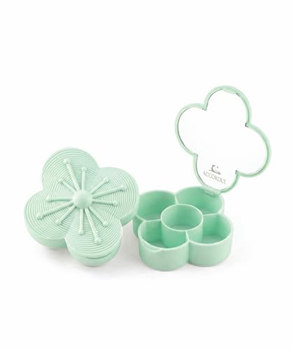 Bloom Charm Travel Pill Organizer, 5 Compartments with Mirror, Easy-Open Lock, Cute Compact Pill Box for Purse, BPA-Free Vitamin Case and Small Jewelry Storage, Sage Green - color: Sage Green