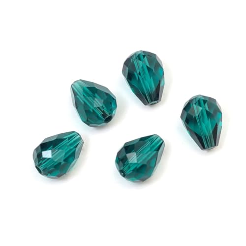 24pcs Adabele Austrian 8mm Faceted Teardrop Loose Crystal Beads Emerald Green Compatible with 5500 Swarovski Crystals Preciosa SST-824 - color: Emerald Green, size: 8mm x 6mm - 24pcs