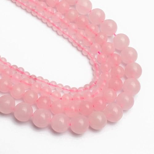 96pcs 4mm Rose Quartz Beads for Jewelry Making, Assorted Natural Loose Stone Beads for Bracelets Round Gemstone Bead Men's Bracelets Necklace，DIY Birthday Crafts Gifts with Adults - color: Rose Quartz, size: 4mm