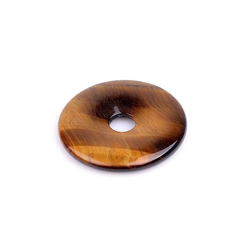JOE FOREMAN 50mm Yellow Tiger Eyes Natural Gemstone Ring Circle Donuts Pendant Charms Beads for Jewelry Making 1Pcs - color: Yellow Tiger Eyes, size: 50mm