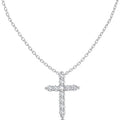 Stainless steel Cubic Zirconia Cross Necklace for Women Pendant with Chain 16"/18"+2" Perfect Jewelry Gifts for Birthday Christmas Mothers Day Wedding - size: 16+2 inches, style: Silver Cross