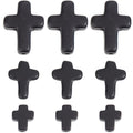 SUNNYCLUE 1 Box 90Pcs Black Cross Beads 3 Sizes Small Stone Cross Bead 10/16/20mm Mini Tiny Synthetic Turquoise Gemstone Beads Charms Easter Holiday Pocket Crosses for Jewelry Making Kits - color: 90pcs 10/16/20mm Black Cross Beads