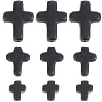 SUNNYCLUE 1 Box 90Pcs Black Cross Beads 3 Sizes Small Stone Cross Bead 10/16/20mm Mini Tiny Synthetic Turquoise Gemstone Beads Charms Easter Holiday Pocket Crosses for Jewelry Making Kits - color: 90pcs 10/16/20mm Black Cross Beads