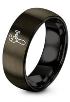 Chain Tool Ring - Gift for Cyclist - 8mm - Band - Gunmetal Black Silver - Personalized Custom Engraving - Men Women - Anniversary Engagement Wedding - Tungsten Carbide - Flat Dome Bevel - color: 06 - Gunmetal Black Tungsten