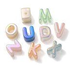 DanLingJewelry 100Pcs Random AB Color Plated Acrylic Letter Beads Large Hole UV Plating Iridescent Alphabet A~Z Beads for Jewelry Making DIY