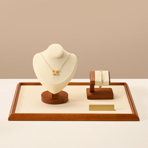 Jewelry Bust Necklace Display Microfiber Jewelry Necklace Display Stand for Show Selling - color: White