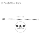 MECCANIXITY Ball Bead Chain Beaded Necklace Chains 5 Inch Adjustable Metal Ball Chains 2.4mm/0.1inch Keychain for Jewelry Making,DIY Craft Projects,Pack of 36(Black) - color: Black