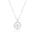 Mothers Day Gifts for Mom Cross Necklace for Women Dainty 14K Gold Plated Cross Coin Necklace Simple Round Disc Pendant Minimalist Cute Charm Everyday Religious Jewelry Gifts - style: bead chain silver