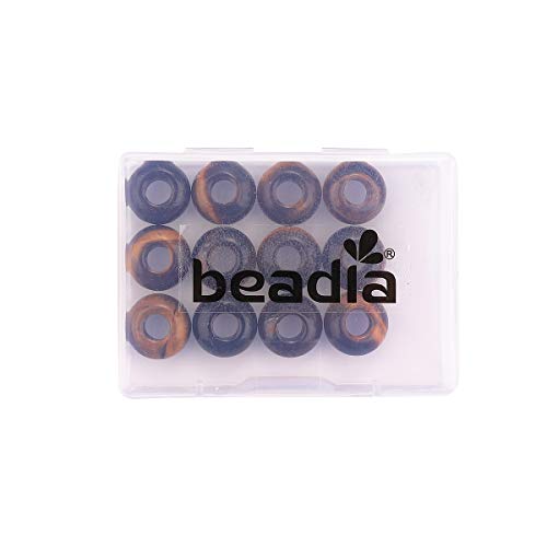 BEADIA Natural Yellow Tiger Eye Rondelle Stone with Large Hole (5.5mm) Loose Semi Gemstone Beads for Jewelry Making 14mmx7.5mm 12pcs - color: Yellow Tiger Eye, size: 14mm x 7.5mm