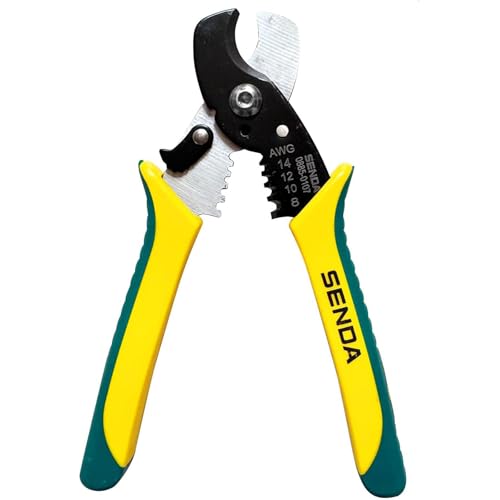 SENDA 7 Inch Wire Strippers Cutter Pliers Multi-Function Hand Tool Cable Cutting Wire Cutters 8-14 AWG Wire Cutters Precision Wire Stripper with Lock Spring Loaded Communications Cable Cutting - style: Cable strippers