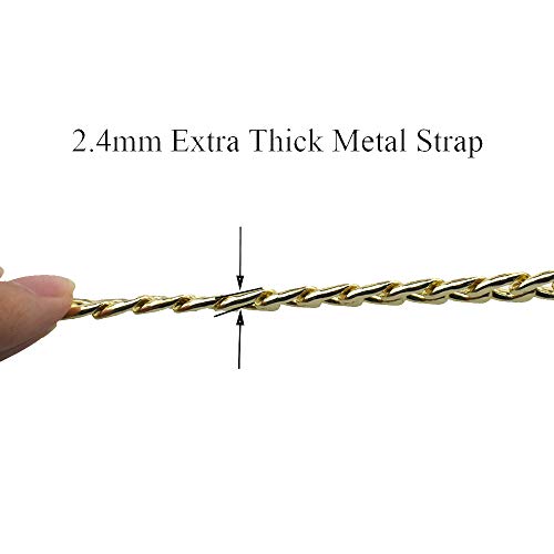 HAHIYO Purse Chain Strap 7.9 inches Light Gold for Shoulder Cross Body Sling Purse Handbag Clutch Replacement Comfortable Flat 0.4' Wide Enough 2.4mm Extra Thick Metal 1 Pack - size: Light Gold 7.9 inches