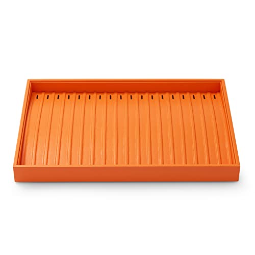 Oirlv Luxury Leather Jewelry Tray Necklace Bracelet Organizer Tray Stackable Jewelry Plate Necklace Bracelet Display Storage - color: Orange, size: Necklace/Bracelet Tray