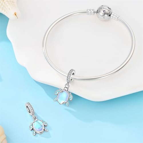 925 sterling silver Bead Charm for Pandora bracelets and Necklaces - Cute Heart Animal Ocean Pendant Bead Charms with Cubic Zirconia Mother's Day Jewelry Making DIY Gifts for Women Wife/Girlfriend - color: Sea Turtle Pendant