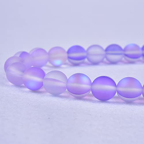 38PCS 10mm Natural Violet Purple Mystic Aura Quartz Gemstone Frosted Matte Titanium Round Loose Spacer Beads 15 inch Full Strand Crystal Healing Power Quartz - color: Violet Purple, size: 10mm