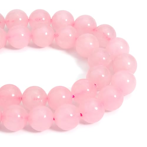 HAAMIIQII 35pcs 10mm Natural Rose Quartz Crystal Beads Round Stone Loose Gemstone Beads for Jewelry Making Strand 15 Inch - color: Rose Quartz, size: 10mm 35pcs