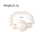 Acrylic Chunky Gold Beaded Bracelet for Women,Extra Big Round Ball Bead Chain Stretch Bracelet,Exaggerated Faux Pearl Bracelets Prom Party Jewelry - color: Pearl