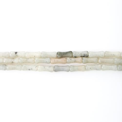 5x12mm Natural White Labradorite Stone Bamboo Shape Gem Healing Energy Loose Spacer Beads for DIY Necklace Bracelet Earring - color: White Labradorite
