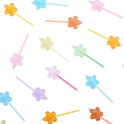 20Pcs Lollipops Resin Charms Colorful Heart Lollipop Charms Candy Dangle Pendants Lollipops Charm Pendant Bulk for Earrings Bracelets Necklaces Jewelry Making DIY Crafts Supplies - size: 64x24mm