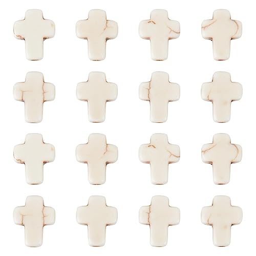 SUNNYCLUE 1 Box 200Pcs White Cross Beads Synthetic Turquoise Tiny Small Cross Beads Semi Precious Stone Bead Easter Holiday Beads for Jewelry Making Kit Adult Women Bracelets 8x10mm - color: 200Pcs 8x10mm Tiny White Cross Beads