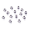 240pcs Opaque Acrylic Letter D Cube Beads White Plastic Alphabet Loose Spacer Square Beads 4-5mm for DIY Name Bracelet Necklace Jewelry Crafts Making Hole: 1.8mm - color: Letter D#White and Black