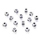 240pcs Opaque Acrylic Letter D Cube Beads White Plastic Alphabet Loose Spacer Square Beads 4-5mm for DIY Name Bracelet Necklace Jewelry Crafts Making Hole: 1.8mm - color: Letter D#White and Black