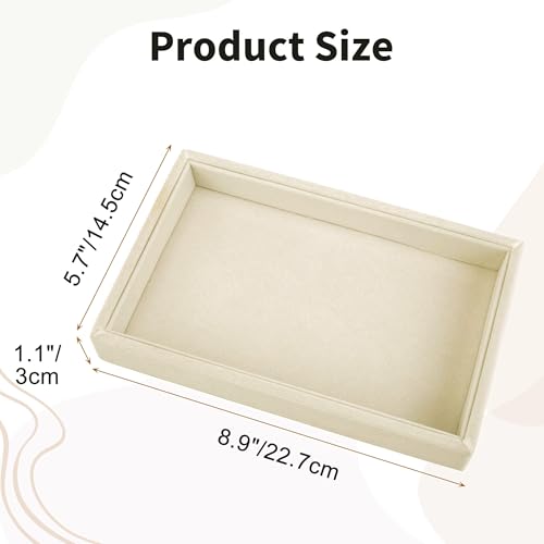 2 Pcs 9" x 5.7" Velvet Jewelry Tray Jewelry Display Tray, Stackable Empty Plate Trays for Earrings Necklaces Bracelet Rings Display Showcase - Light Khaki - color: Light Khaki, size: Flat Tray 9"x5.7"
