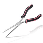 Extra Long Needle Nose Pliers For Jewelry Making 7 Inches Small Needle Nose Plier with Teeth for Fishing, Precision Jewelry Making Supplies for Small Object Gripping, Pink Tool for Women - style: Extra Long Needle Nose Pliers Serrated Jaws